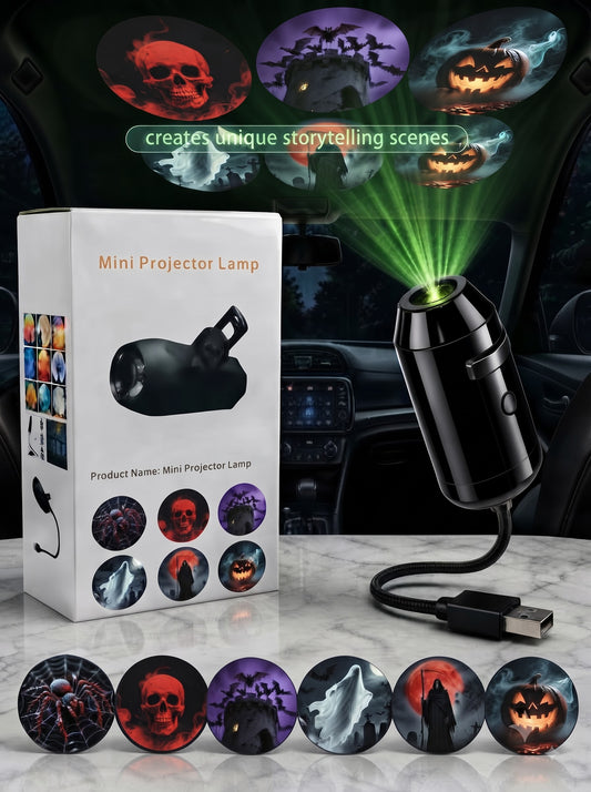 Spook Beam USB Halloween Projector Lamp — Scary Face Car Window Light
